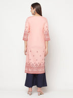 Aniyah Peach Color Rayon Digital Screen Print Straight Kurta