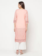 Aniyah Rayon Digital Screen Print Peach Color Straight Kurta