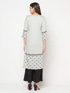 Aniyah Rayon Screen Print Light Grey Straight Kurta