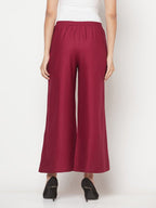 Aniyah Rayon Flared Slip-On Wine Color Palazzo