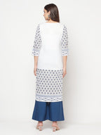 Aniyah Rayon Digital Screen Print White Straight Kurta