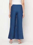 Aniyah Rayon Flared Slip-On Blue Palazzo