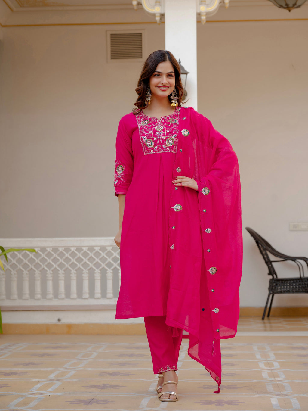 Pramukh Fab Pink Green Color Viscose Mango Silk Kurta Set - Distacart
