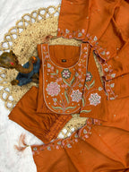 Pramukh Fab Rust Color Viscose Roman Silk Kurta Set - Distacart