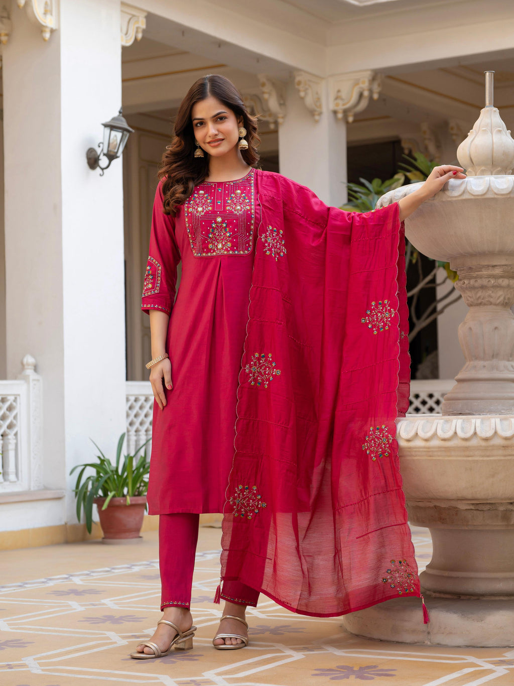Pramukh Fab Pink Color Viscose Mango Silk Kurta Set - Distacart