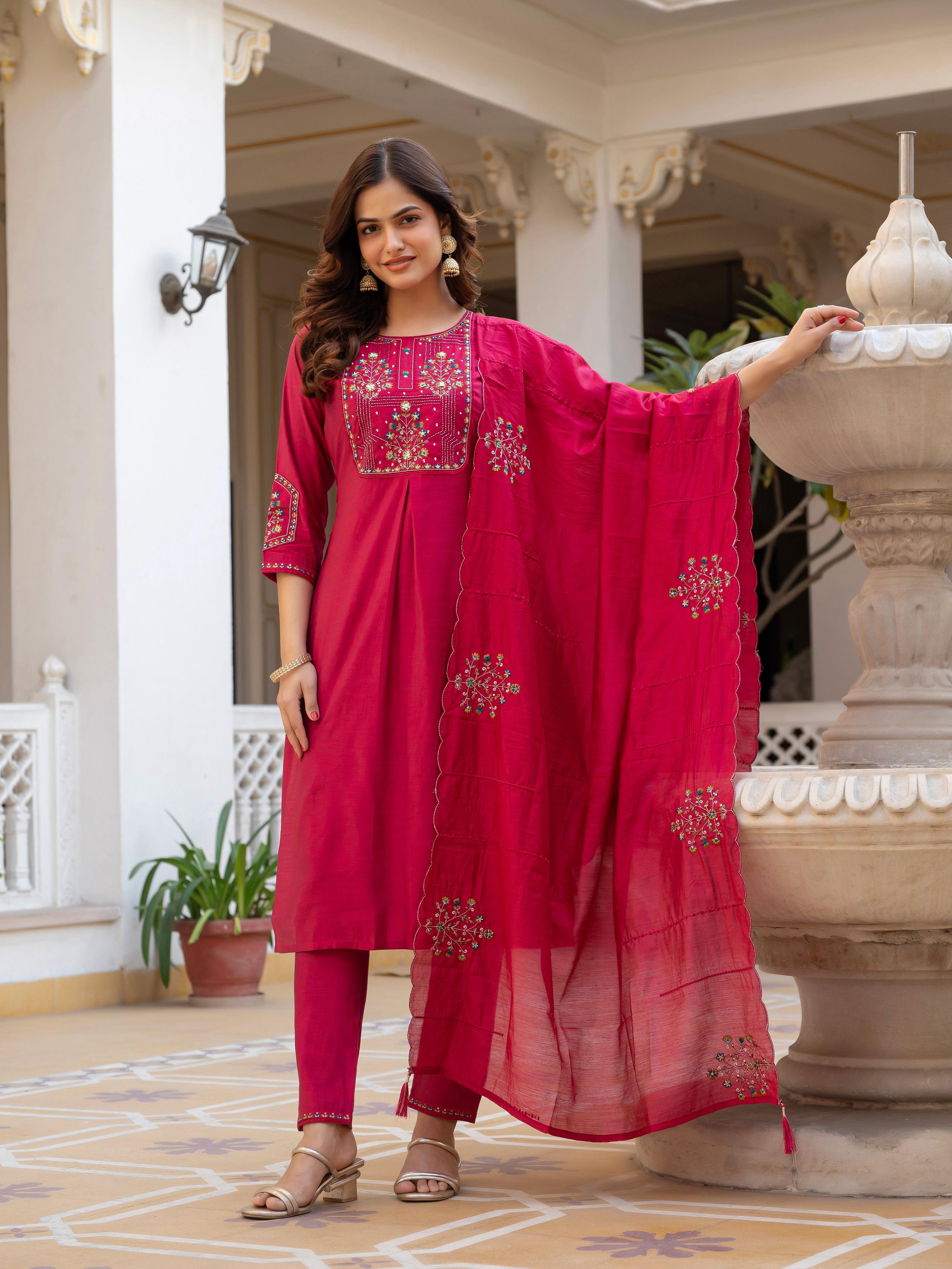 Pramukh Fab Pink Color Viscose Mango Silk Kurta Set - Distacart