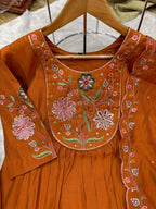 Pramukh Fab Rust Color Viscose Roman Silk Kurta Set - Distacart