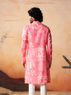 Botanical Architecture Traditional Printed Silk Kurta by Hilo Design