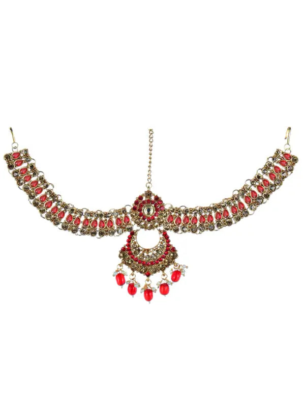 Tehzeeb Creations Traditional Stone Bridal Set 7 Pcs. For Girls & Women