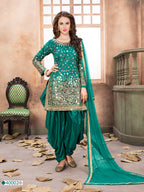 Anaita Teal Embroidered Tapeta Silk Salwar Suit - Distacart