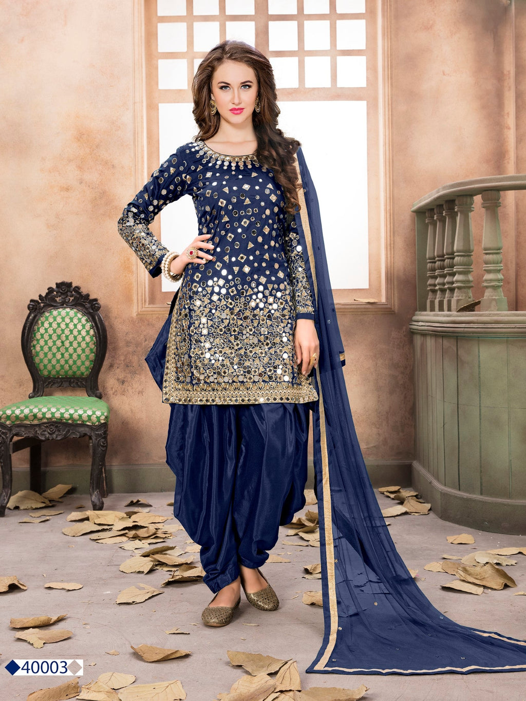 Anaita Navy Blue Embroidered Tapeta Silk Salwar Suit - Distacart