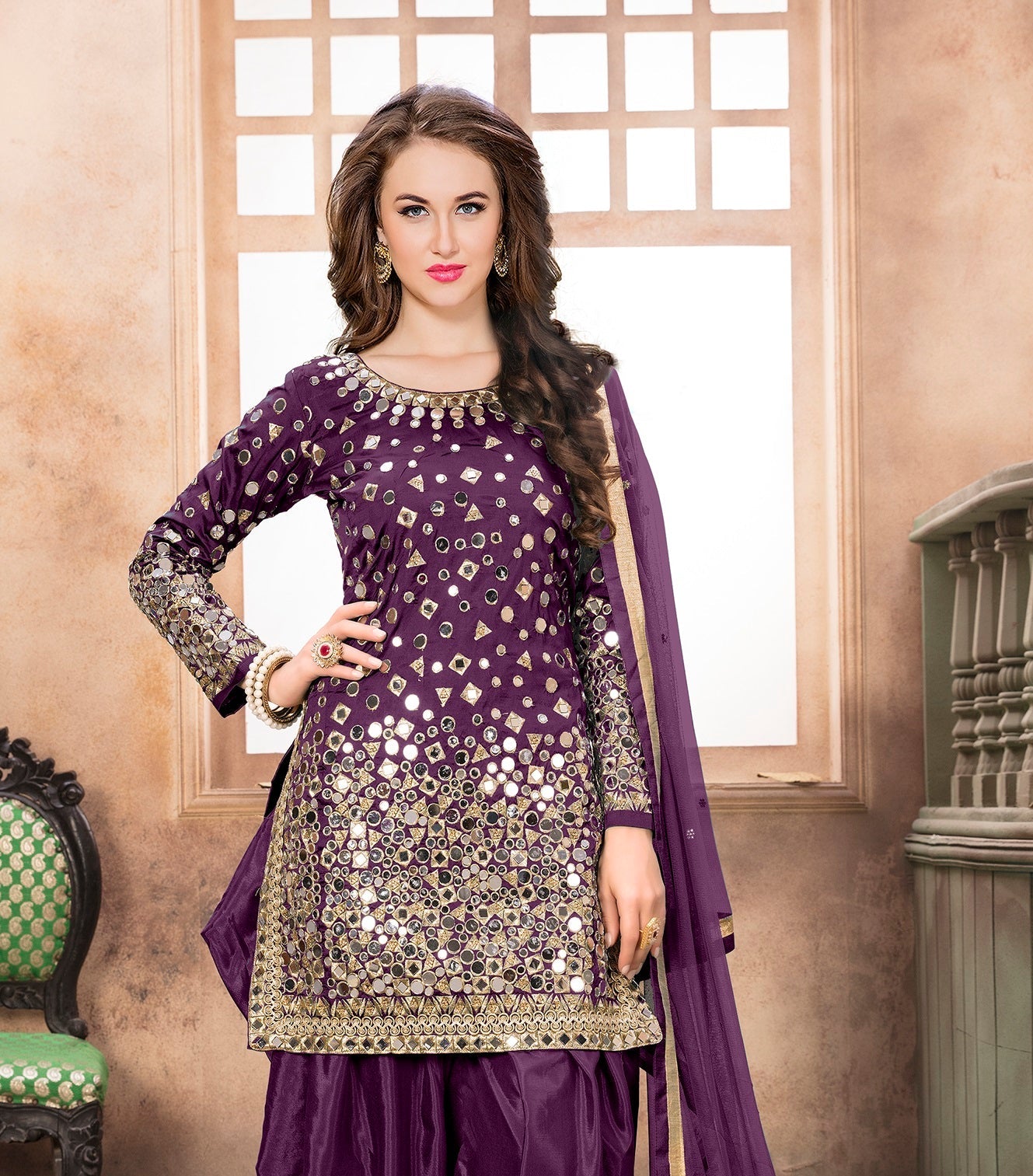 Anaita Purple Embroidered Tapeta Silk Salwar Suit - Distacart