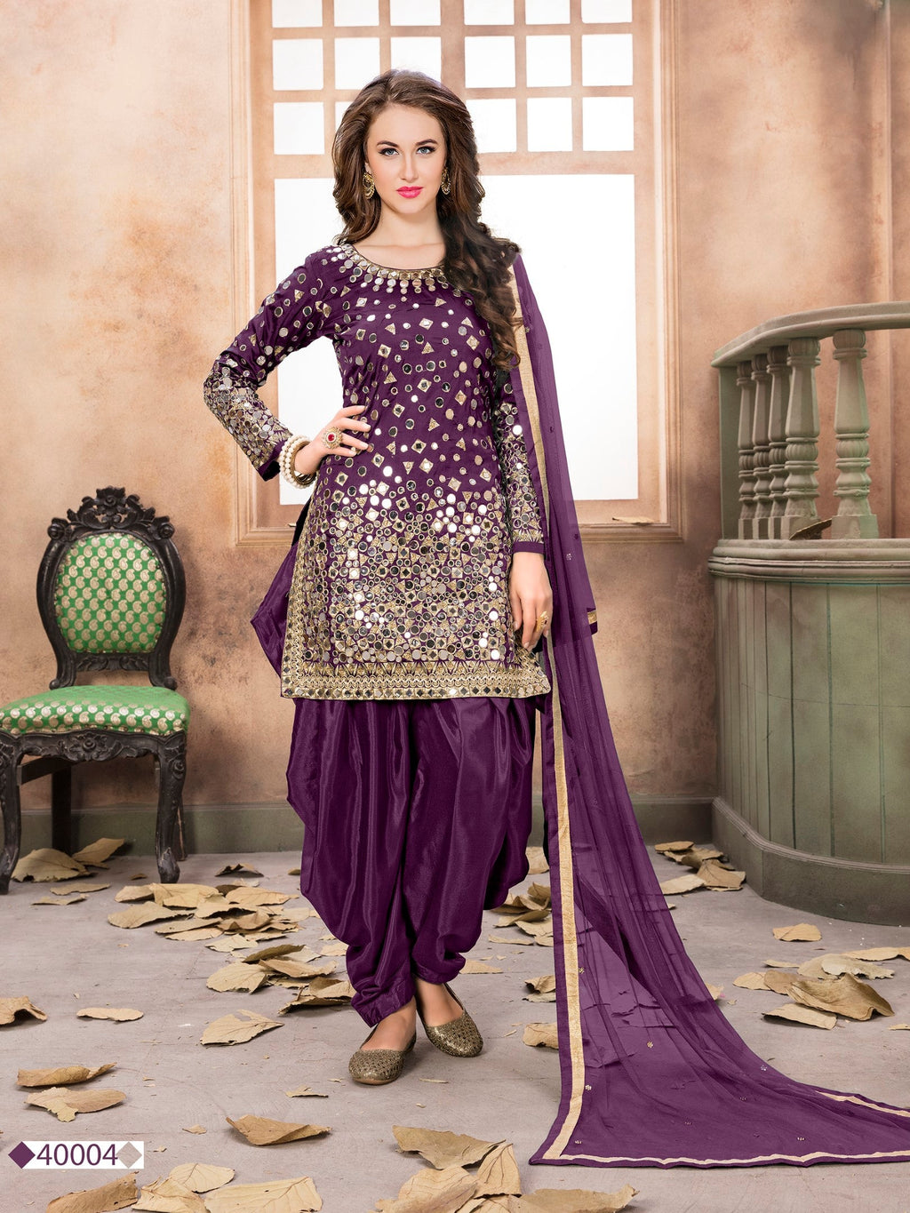 Anaita Purple Embroidered Tapeta Silk Salwar Suit - Distacart