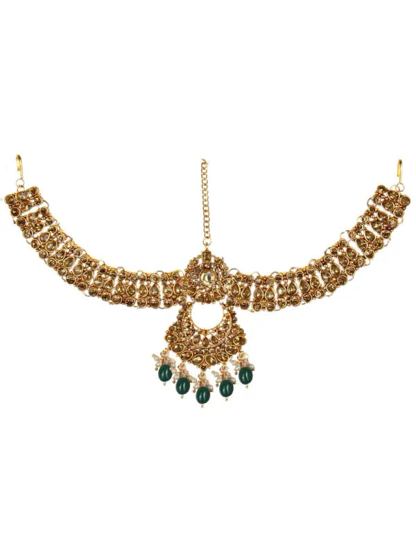 Tehzeeb Creations Traditional Stone Bridal Set 9 Pcs. For Girls & Women