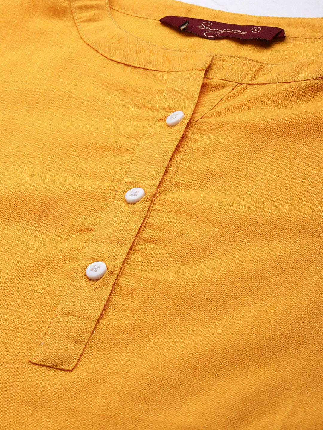 Sangria Women Yellow & Black Pure Cotton Kurta with Salwar