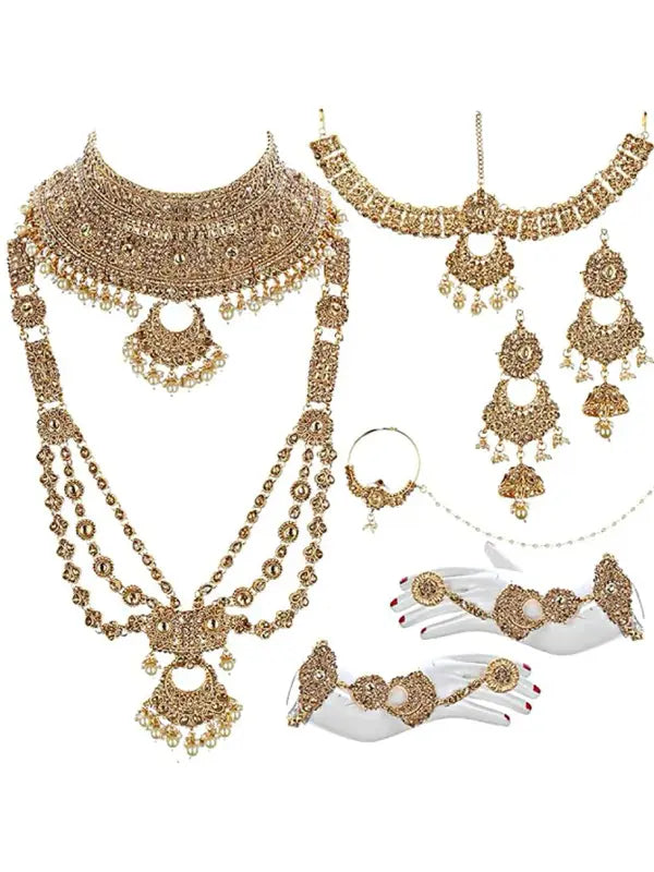 Tehzeeb Creations Traditional Stone Bridal Set 9 Pcs. For Girls & Women