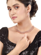 Saraf RS Jewellery Rose Gold-Plated White AD-Studded Handcrafted Jewellery Set - Distacart