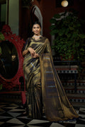 Vardha Stratos Blue Copper-Silver Zari Kanjeevaram Silk Saree