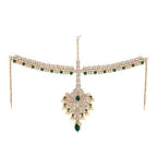 Tehzeeb Creations Wedding Designer Gold-Polished Dulhan Choker Bridal Set with sheeshpatti for Girls & Women