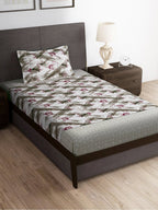 Story@home Brown & Pink Abstract Microfiber 180 TC Bedsheet With Pillow Cover