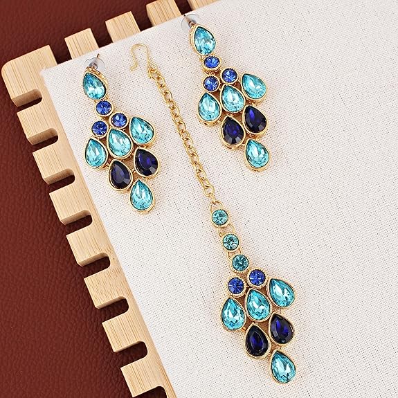 Tehzeeb CreationsDesigner Gold-Polished Elegant Stone Necklace Set For Women & Girls