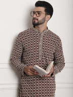 Sojanya Geometric Embroidered Mandarin Collar Kurta