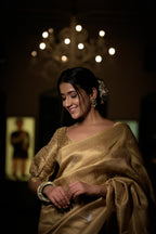 Vardha Magnolia White Copper-Silver Zari Kanjeevaram Silk Saree