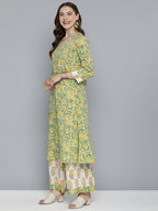 HERE&NOW Floral Printed Regular Pure Cotton Kurta with Palazzos & With Dupatta