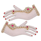 Tehzeeb Creations Designer Magenta Color Gold-Polished Dulhan Choker Bridal Set with sheeshpatti for Girls & Women