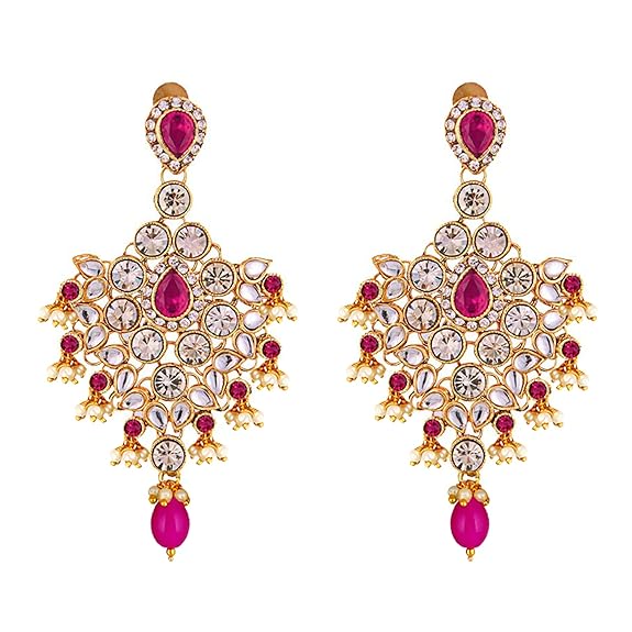 Tehzeeb Creations Designer Magenta Color Gold-Polished Dulhan Choker Bridal Set with sheeshpatti for Girls & Women