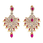 Tehzeeb Creations Designer Magenta Color Gold-Polished Dulhan Choker Bridal Set with sheeshpatti for Girls & Women
