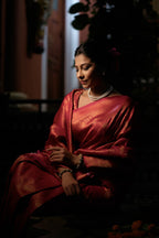 Vardha Fuchsia Pink Copper-Silver Zari Kanjeevaram Silk Saree