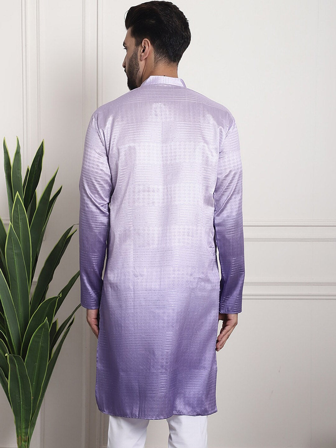 Sojanya Woven Design Mandarin Collar Silk Cotton Kurta