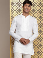 House of Pataudi Ethnic Motifs Embroidered Thread Work Pure Cotton Jashn Kurta
