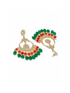 Shoshaa Green Contemporary Kundan Chandbalis Earrings - Distacart