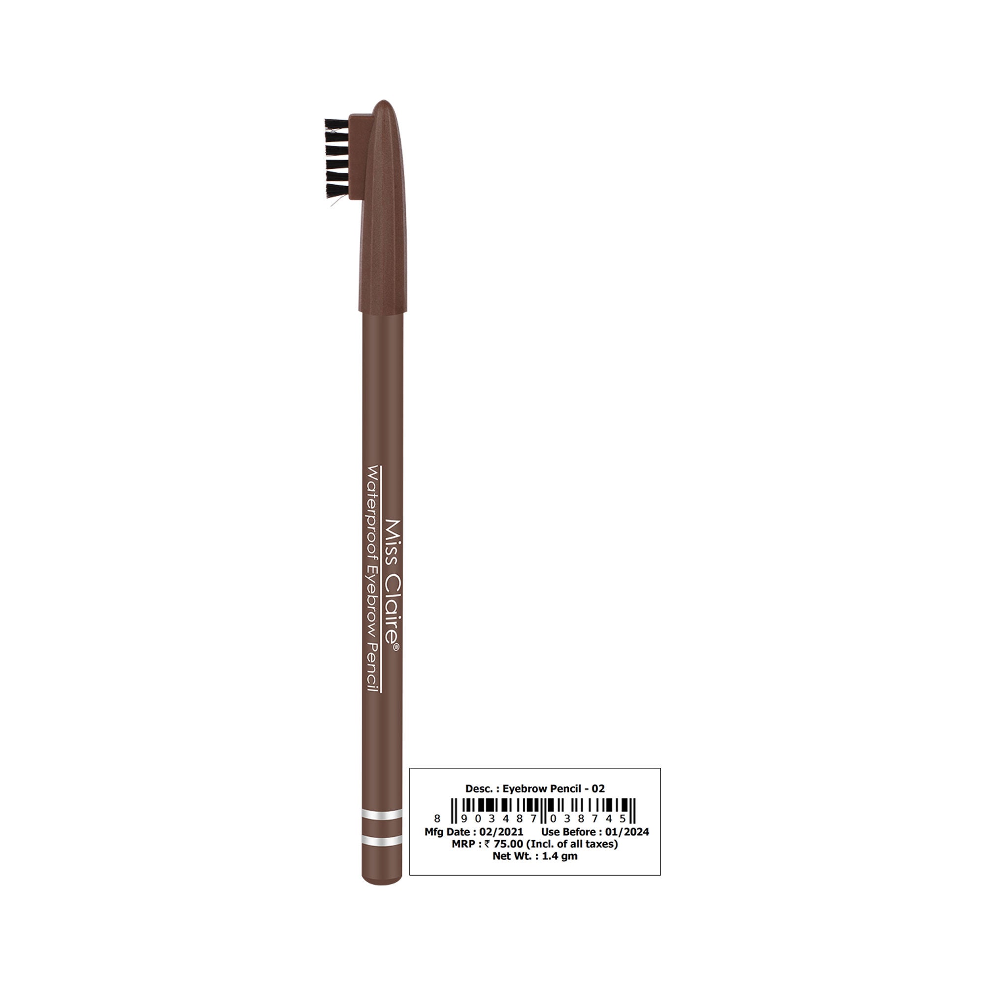 Miss Claire Waterproof Eyebrow Pencil - 02 Dark Brown - Distacart
