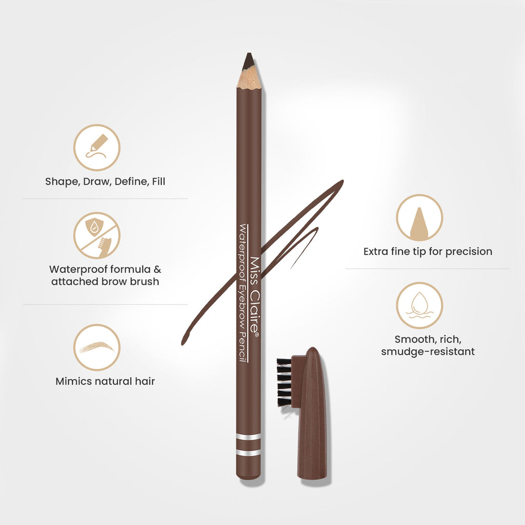 Miss Claire Waterproof Eyebrow Pencil - 02 Dark Brown - Distacart