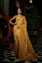 Vardha Mustard Yellow Copper-Silver Zari Kanjeevaram Silk Saree