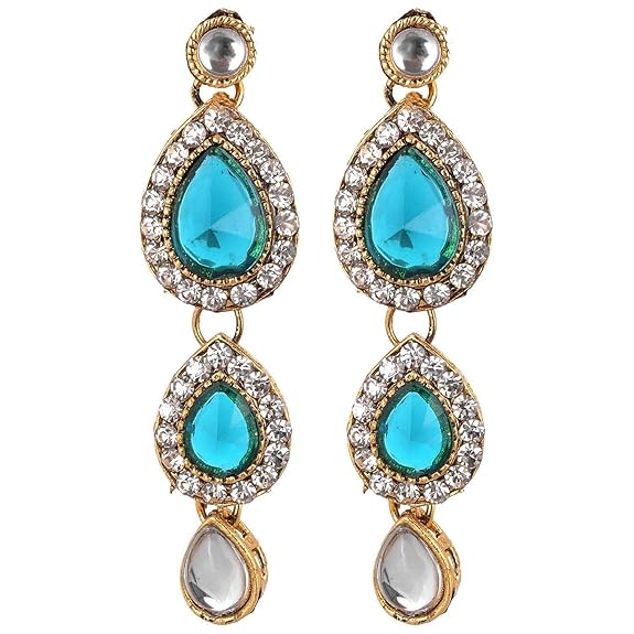 Tehzeeb Creations Traditional Gold-Polished Kundan Necklace Set for Girls & Women