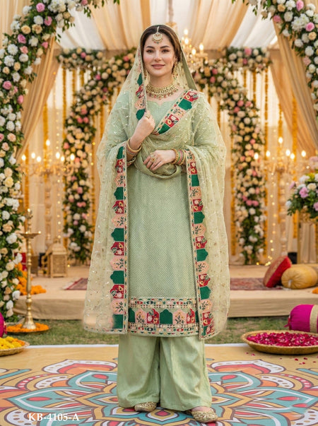 Anaita Green Georgette Stitched Suit With Embroidery & Sequence Work