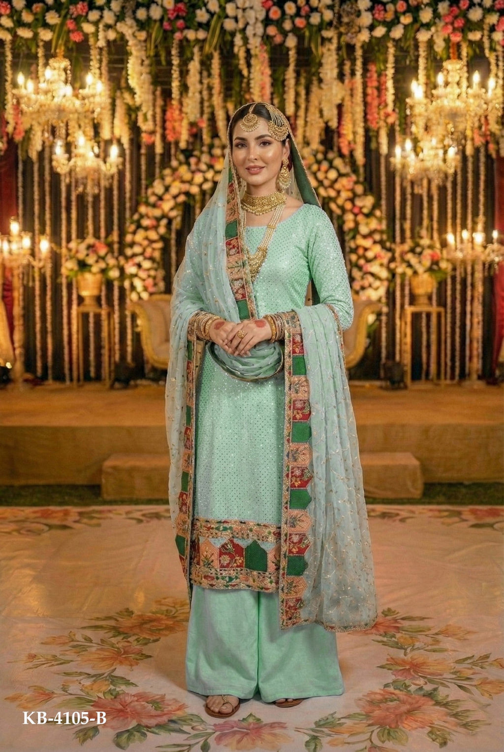 Anaita Sky Blue Georgette Stitched Suit With Embroidery & Sequence Work - Distacart
