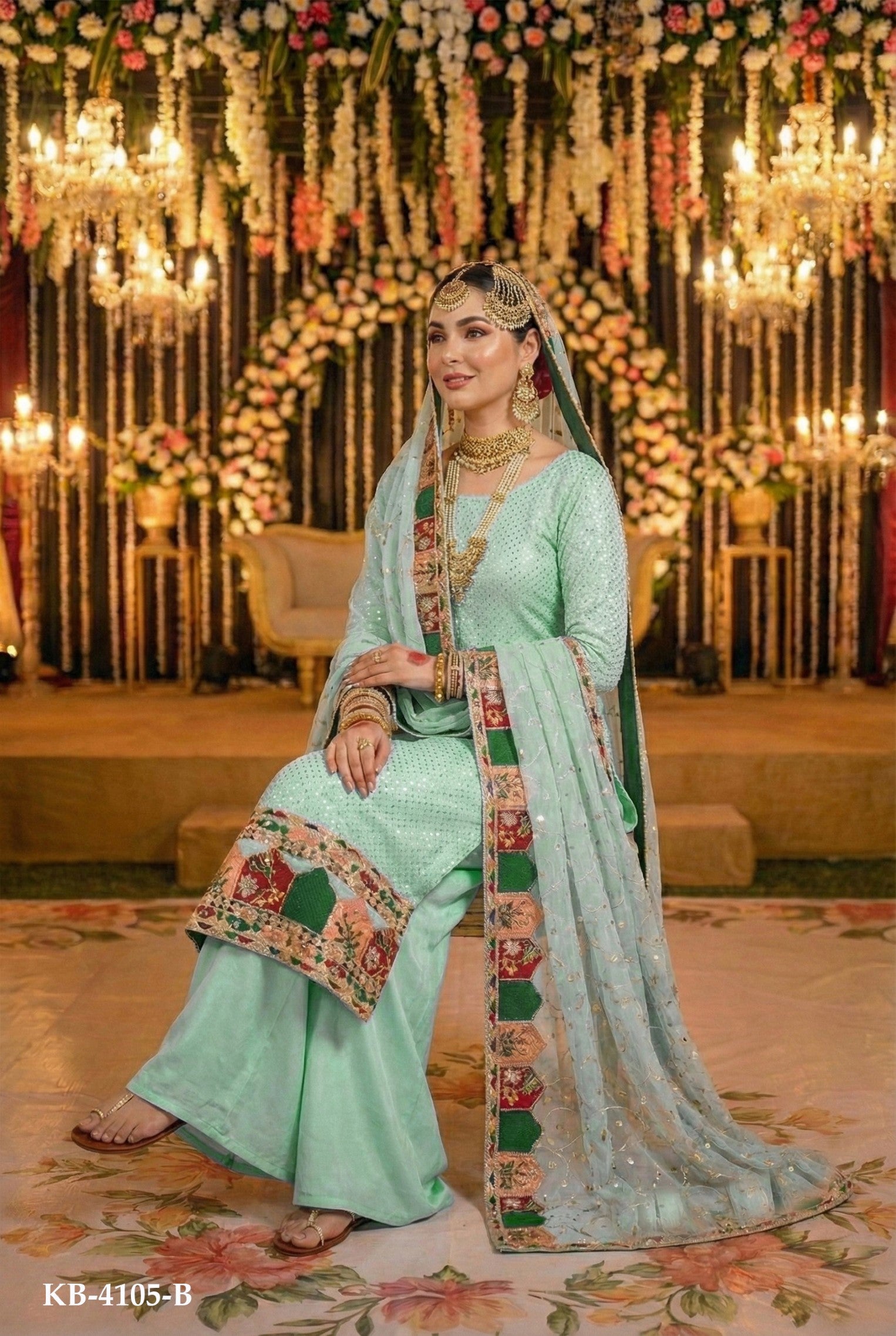 Anaita Sky Blue Georgette Stitched Suit With Embroidery & Sequence Work - Distacart
