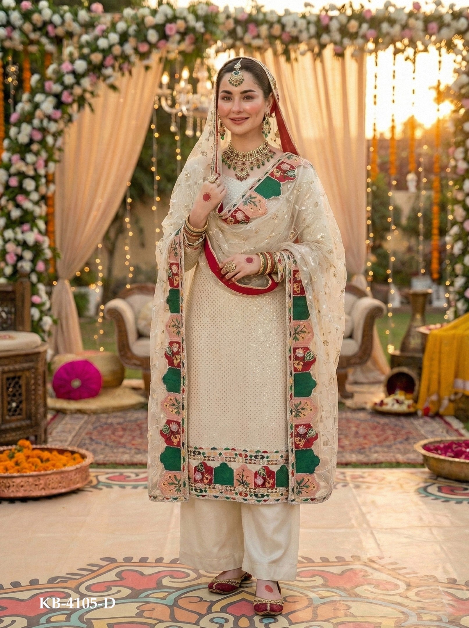 Anaita Beige Georgette Stitched Suit With Embroidery & Sequence Work - Distacart