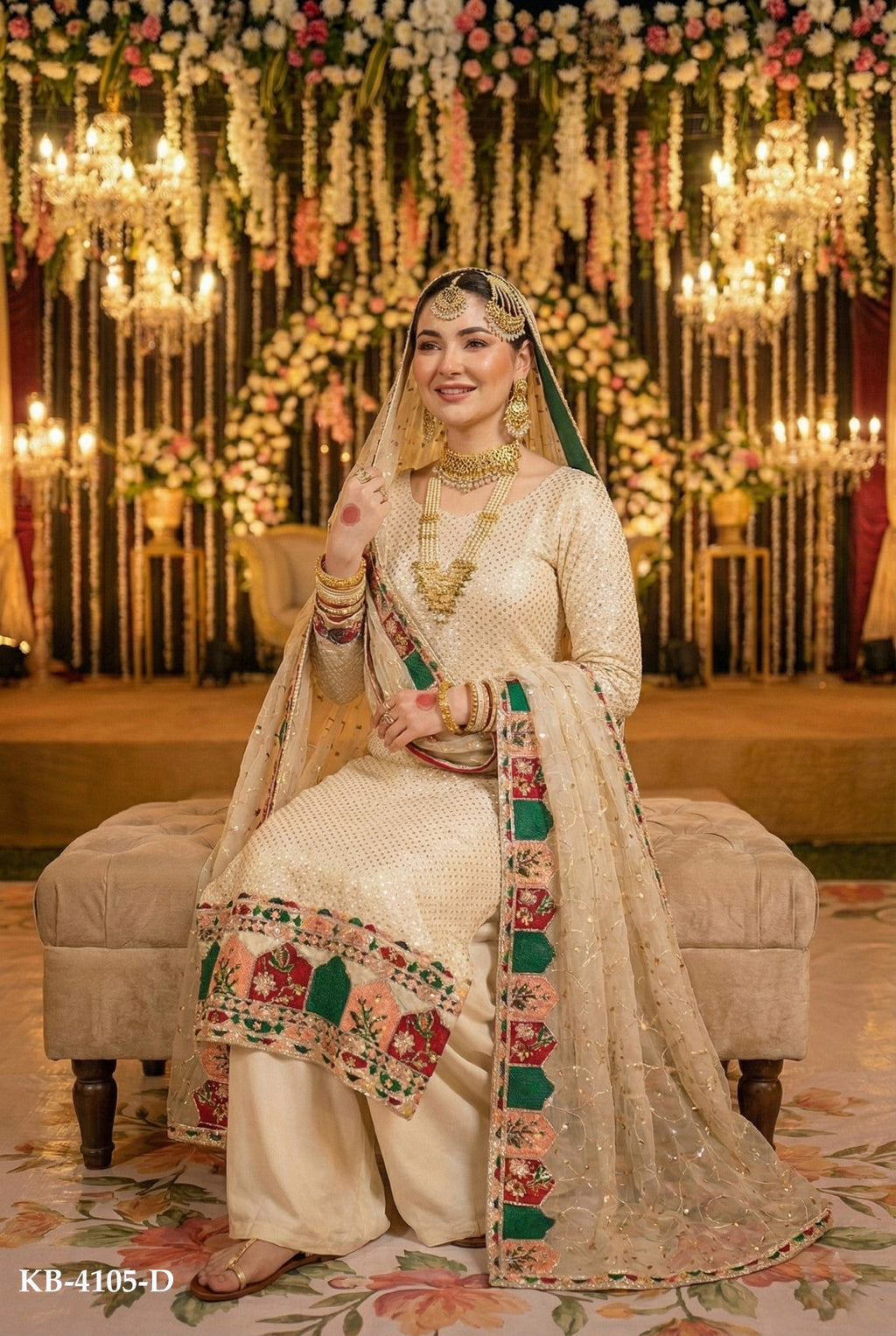 Anaita Beige Georgette Stitched Suit With Embroidery & Sequence Work - Distacart
