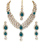 Tehzeeb Creations Traditional Gold-Polished Kundan Necklace Set for Girls & Women