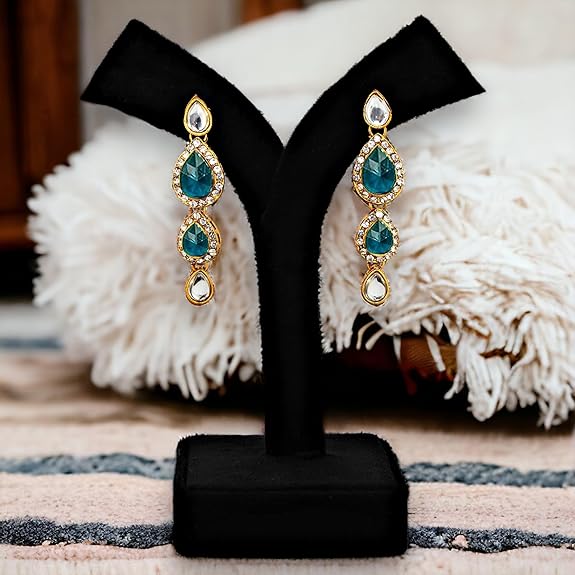 Tehzeeb Creations Traditional Gold-Polished Kundan Necklace Set for Girls & Women