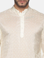Sethukrishna Men Cream-Coloured Woven Design Kurta with Churidar - Distacart