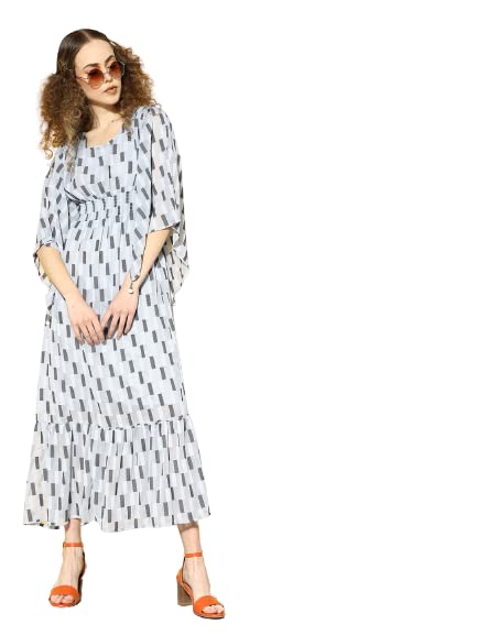 Juniper Women's Women Beautiful Grey Checked Tiered Dress - Distacart