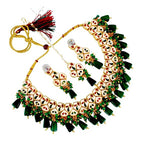 Tehzeeb Creations Meenakari Gold-Polished pentagon shape Uncut Kundan Necklace Set
