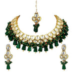 Tehzeeb Creations Meenakari Gold-Polished pentagon shape Uncut Kundan Necklace Set